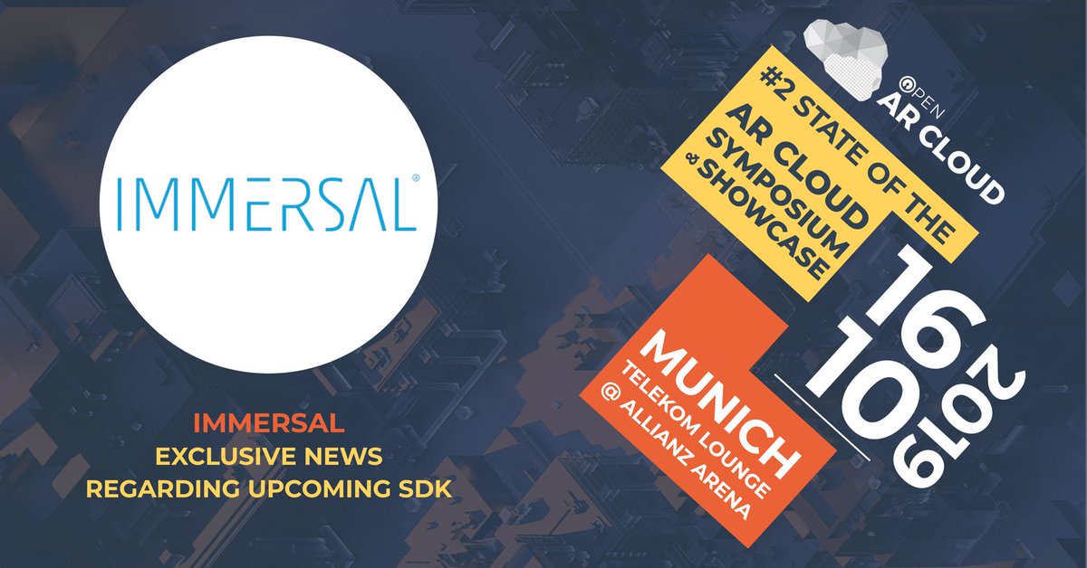 openarcloud's tweet photo. Secure your tix today &amp; be part when our #partners @immersal_ar be share some #exclusive news regarding their upcoming #SDK at  #2Stateofthearcloud Symposium and showcase #AR #OARC #ARCloud #privacy #Security #AWE2019 @ARealityEvent @tsystemscom 
 https://t.co/OvDUZqqwJl https://t.co/huf6gJHRl5