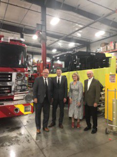 mndeed's tweet photo. Today Commissioner @grove and @GovTimWalz toured @RosyFire in Wyoming, MN as part of Minnesota Manufacturing Week. Did you know Rosenbauer is the largest manufacturer of fire trucks in the world?! #MinnesotaManufacturingWeek https://t.co/atqUuigcGV