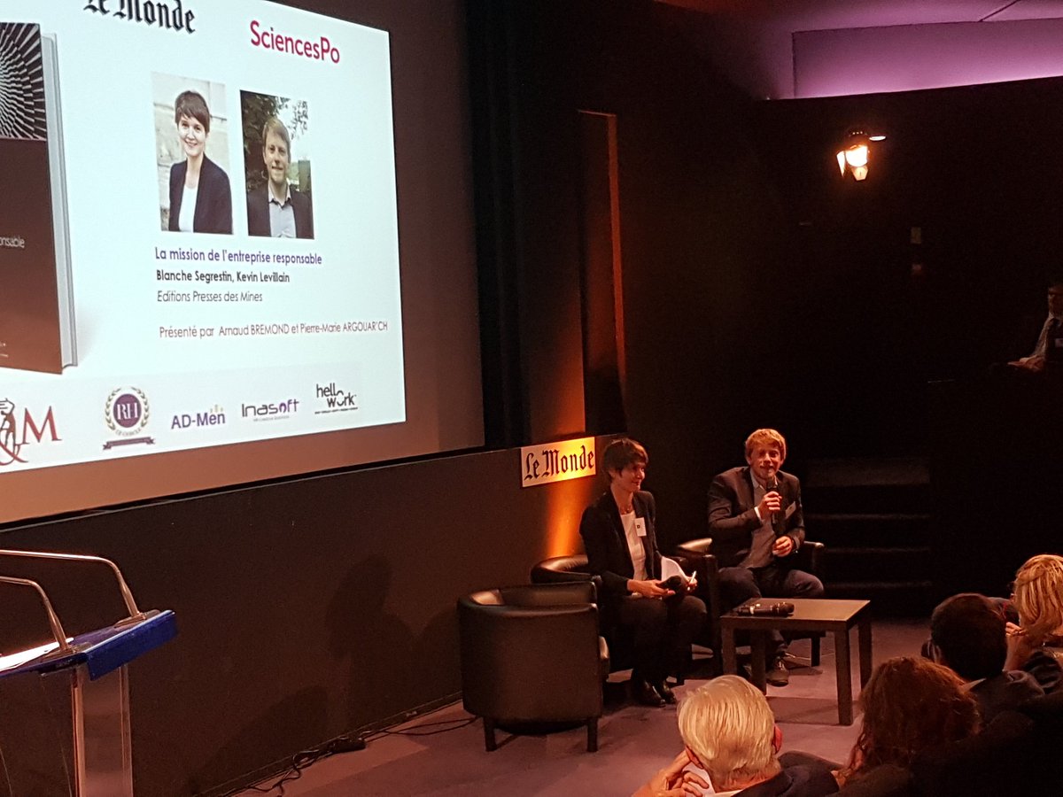 hellowork_RH's tweet photo. Blanche Segrestin et Kevin Levillain chercheurs à l'école des Mines remportent le prix du livre RH avec leur ouvrage La mission de l'entreprise responsable @PrixduLivreRH @lemondefr #PLRH #RH https://t.co/ISNEMVvZED