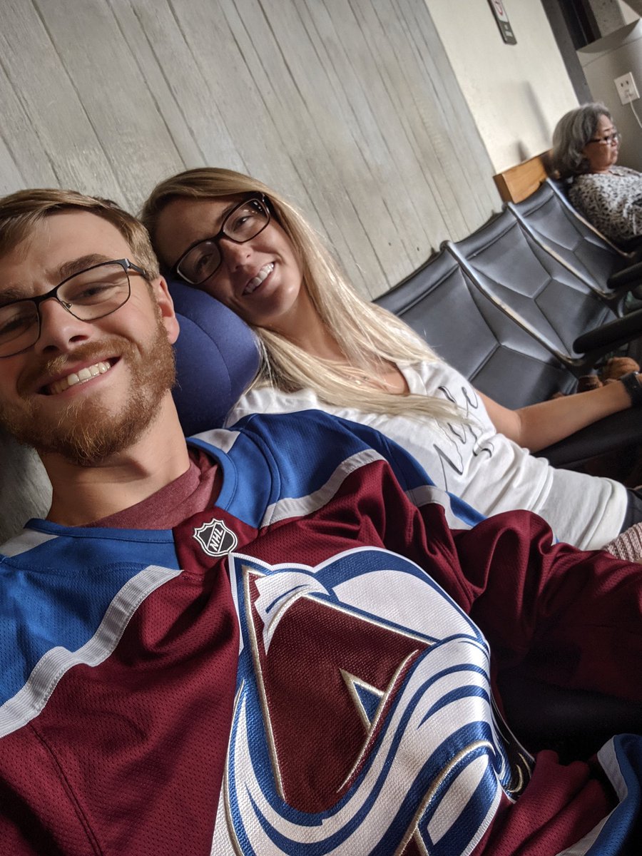 brandonneff's tweet photo. The #MauiFire trapped us in Kahului while our hotel was in Ka'anipali. Slept on the Maui High gym floor. Got a ride at 4 am to get our luggage, ubered back to the airport by 7 am. We will be watching the opening Avs game! #GoAvsGo #HawaiiHoneymoon @SouthwestAir @Avalanche @Westin https://t.co/IsqQ3O2sLW