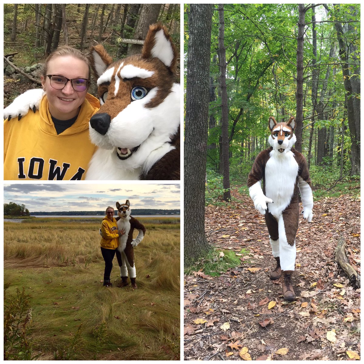 She spent her day off taking her husky for a walk.  True love!