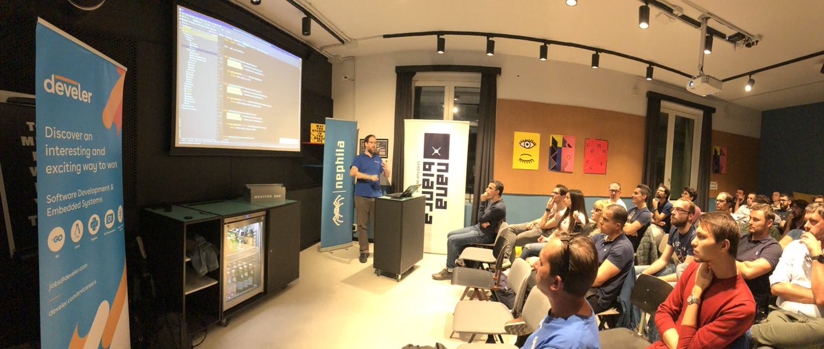 PythonFirenze's tweet photo. @yakkys ci ha spiegato come creare un API con #Django #Flask e #Starlette 👨🏻‍💻👩🏻‍💻 adesso è il momento delle domande! #pythonfirenze @NephilaIt @develer @NanaBiancaItaly @TSHCollab https://t.co/hDOz21rO3V