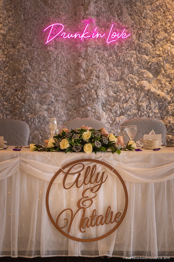 BlueParrot_'s tweet photo. Our Event Art team's recent set up for a wedding at the weekend. They custom made this "Drunk in Love" neon sign for this happy couple.
#neonsign #flowerbackdrop #backdrops #weddingsetup #scottishwedding #weddingdecor #eventart https://t.co/zjbzY8NjVQ
