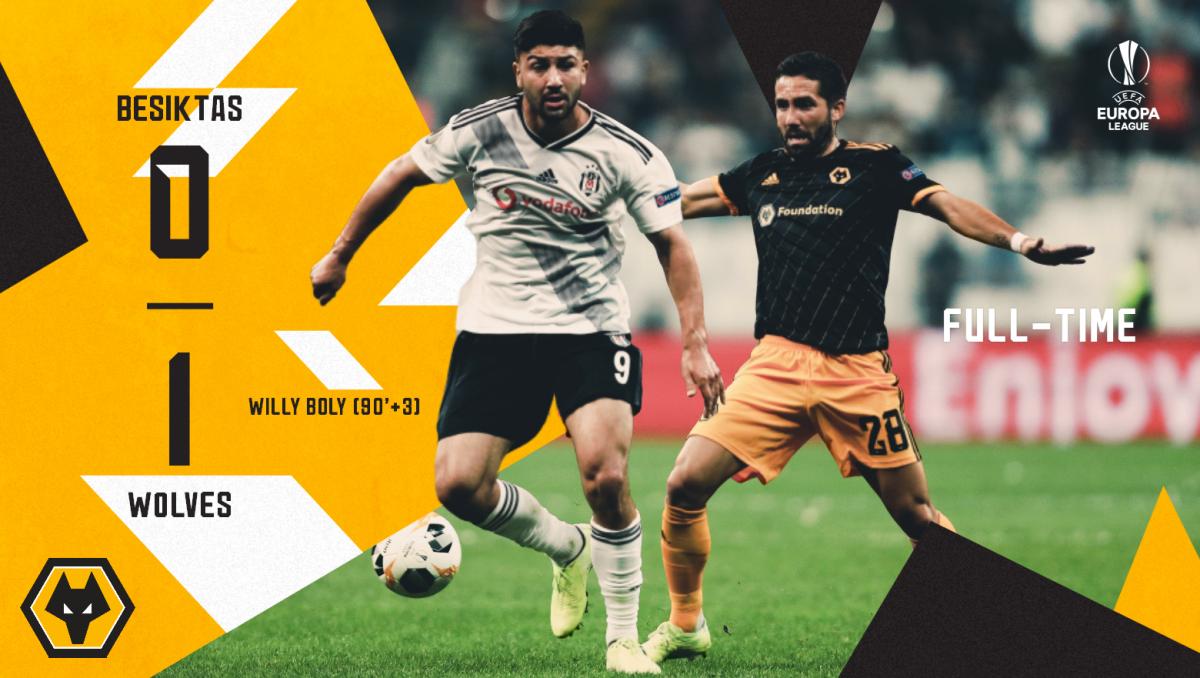 Wolves's tweet image. FT | #BES 0-1 #WOL

And there goes the full time whistle! Willy Boly wins it for Wolves in the 93rd minute! #BESWOL 

⏱🐺