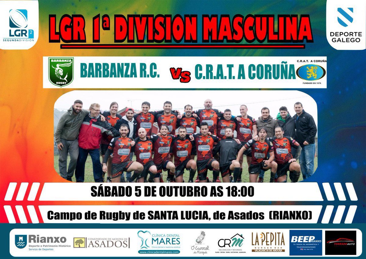 📅 Agenda del fin de semana 📅

🏆 #DH <a href="/DHIberdrola/">LigaIberdrolaRugby</a> <a href="/ferugby/">España Rugby</a> 
📅Domingo 6 
⏰11h30
⛳️Elviña 📍A Coruña
🏉CRAT <a href="/rialtacoruna/">Residencia Rialta</a> - @RugbyfemSevilla 🏉
📺 youtu.be/AEUj4GfZqGs

🏆#LGR <a href="/RugbyGalicia/">Galicia Rugby</a> 
📅Sábado 5 
⏰18h 
⛳️Santa Lucia 📍Rianxo  
🏉<a href="/BarbanzaRC/">Barbanza Clínica Mares Rugby Club</a> - <a href="/CRAT1976/">C.R.A.T. A Coruña</a> 🏉

#AupaCRAT