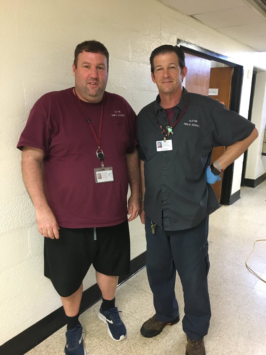 16Clifton's tweet photo. The glue that holds our school together, Mr. Scott and Mr. Jimmy! #NationalCustodialWorkerAppreciationDay #CliftonConnects @CliftonSchools https://t.co/0Yb3O3ggl2