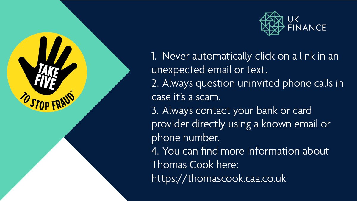 Paying with a debit or credit card can provide customers with additional protection if something goes wrong. 

Thomas Cook customers can find guidance here: thomascook.caa.co.uk 

Information on chargeback and Section 75 claims can be found here: bit.ly/TCguidance