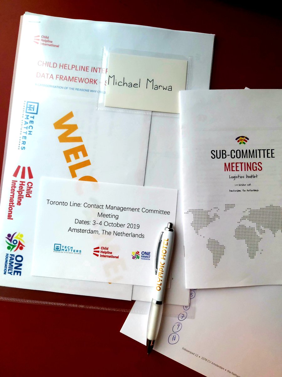 As a member of an international steering  commitee on the co-creation of the  #TorontoLine platform for child helplines glibally. We are represented by @Kehongoh_Marwa the Deputy Rep' for childhelplines in Africa, in a 3 days sub-committee meeting in Amsterdam. 
#ForEveryChild