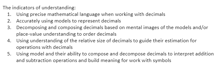 HagstromMs's tweet photo. These 5 indicators of understanding from the reading "5 Indicators of Decimal Understanding" is very important because using these you can understand student thinking during a math lesson or assignment. #431MNSUF19 https://t.co/GMYHEfqWXA
