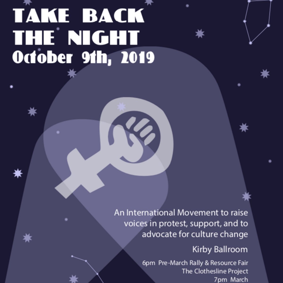 WRACumd's tweet photo. We will be hosting #TakeBacktheNight at UMD in the Kirby Ballroom with a resource fair starting at 6pm! Following will be a rally, march, and a space for story telling and poetry! @vip_geva_css @UWSGenderEquity https://t.co/XkgH7IdRll