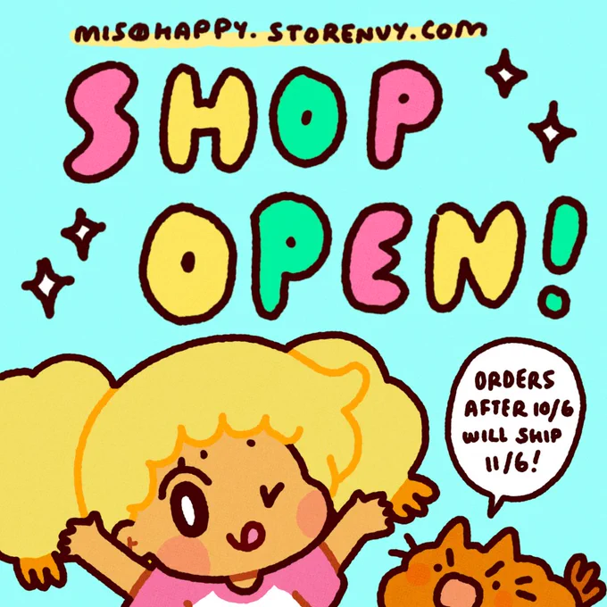 My shop is now open! I've added a few new things and also marked some items as LAST CHANCE! Also all orders after 10/6 will ship out a month later because I'll be in Japan! Please read the product details for other notices!

https://t.co/8EEJwr5qxq 