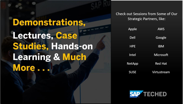 Are you headed to #SAPTechEd Barcelona, October 8 - 10? Don’t miss out on these key sessions &amp; demos from our Global Technology #SAPPartners. Check out the listing! bit.ly/2LKk20I
