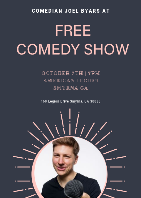 post160smyrna's tweet photo. American Legion Post 160 of Smyrna is hosting a FREE comedy show starting at 7:00pm on MONDAY Oct 7th. Come enjoy a wholesome family friendly comedy act. The Post will be open at 4:30pm and will offer the standard menu and bar service. https://t.co/lqM6mnfmrY
