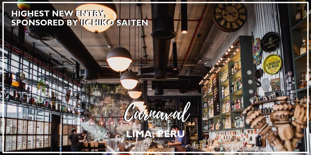 Proving that 13 is, in fact, a lucky number, this year’s No.13 is also the Highest New Entry, sponsored by iichiko Saiten. Congratulations to Carnaval! #Lima #Peru #HighestNewEntry #Worlds50BestBars