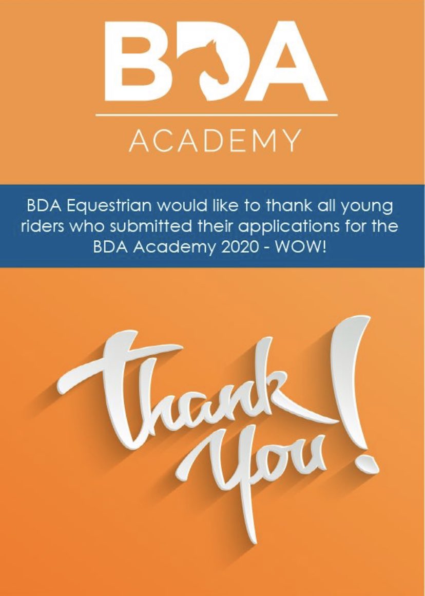 BDAequestrian1's tweet photo. Thank you! We've had an amazing response, and it will take us some time to go through all the applications and videos submitted.

We will contact all riders via e-mail, and the shortlisted applicants will be invited to a trial day at our yard @honingtongrange https://t.co/zvRB7FCZL5