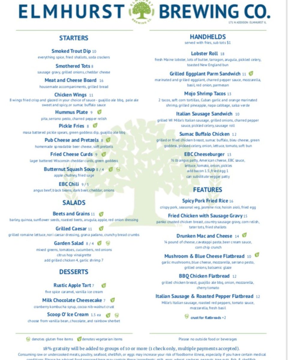 ElmhurstBrewing's tweet photo. Today we roll out our new Fall Food Menu!!! We open at 4pm, bring an empty stomach! #ebcfood #smotheredtots #eggplant #butternutsquash #agrilledceasar #friedchicken #droolface #elmhurstbrewingco https://t.co/KQprb4gBqS