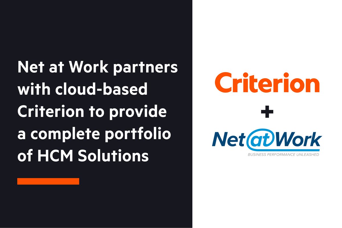 criterionhcm's tweet photo. Announcing our new partnership with @netatwork_corp to deliver an established alternative to organizations seeking a modern approach to #humancapitalmanagement
#CloudHCM #HRIS #HRSoftware #HRTech #Cloud #CriterionHCM
https://t.co/cf7rY5gjuY https://t.co/xQWWcehLp4