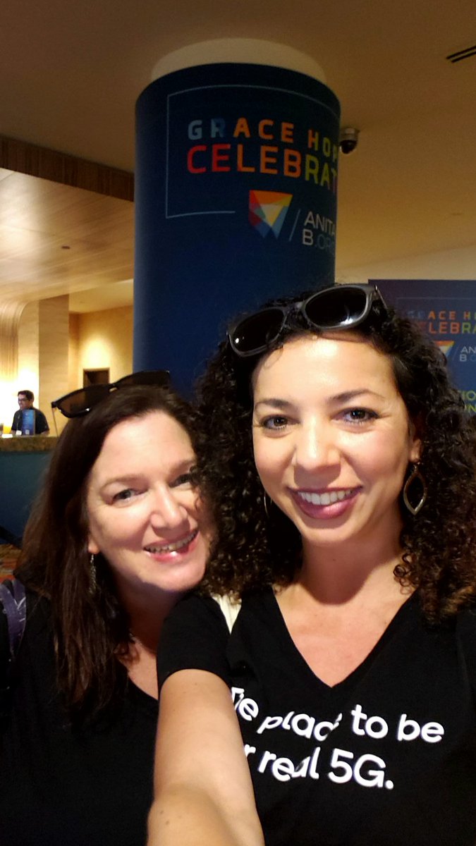 shassaine's tweet photo. Team Qualcomm is ready to badge up and welcome people to the Qualcomm booth for the #gracehoppercelebration opening night! Stay tuned for our booth reveal! #InventwithUs #5G #WomenInSTEM @NoreenKinsler https://t.co/e5sUvxhBeh
