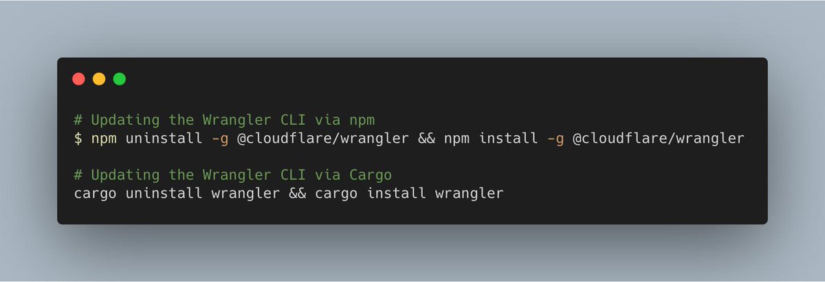 Wrangler CLI update instructions.