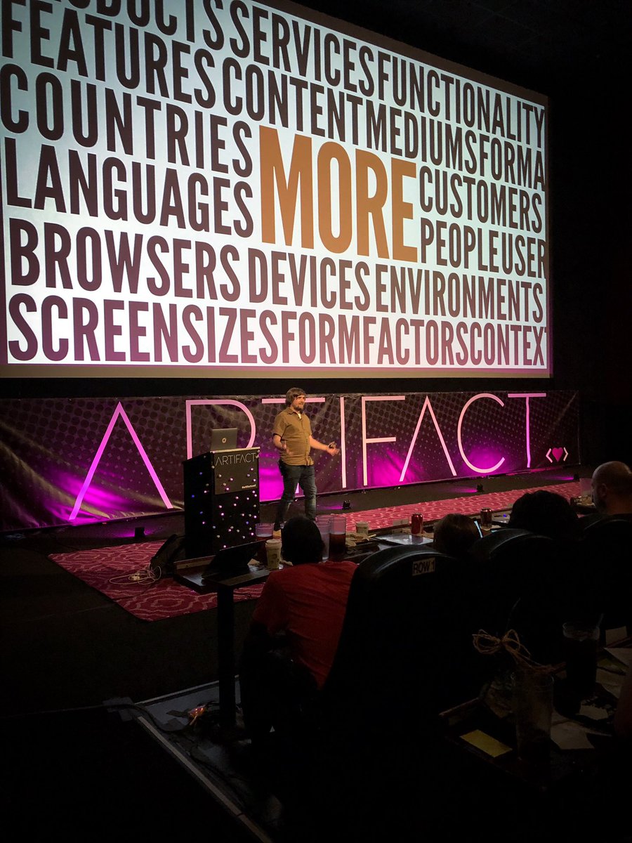 I'm so lucky to work with <a href="/brad_frost/">Brad Frost</a> just about every day, but it is still a genuine pleasure to hear him talk publicly about that work and how we work. #artifactconf
