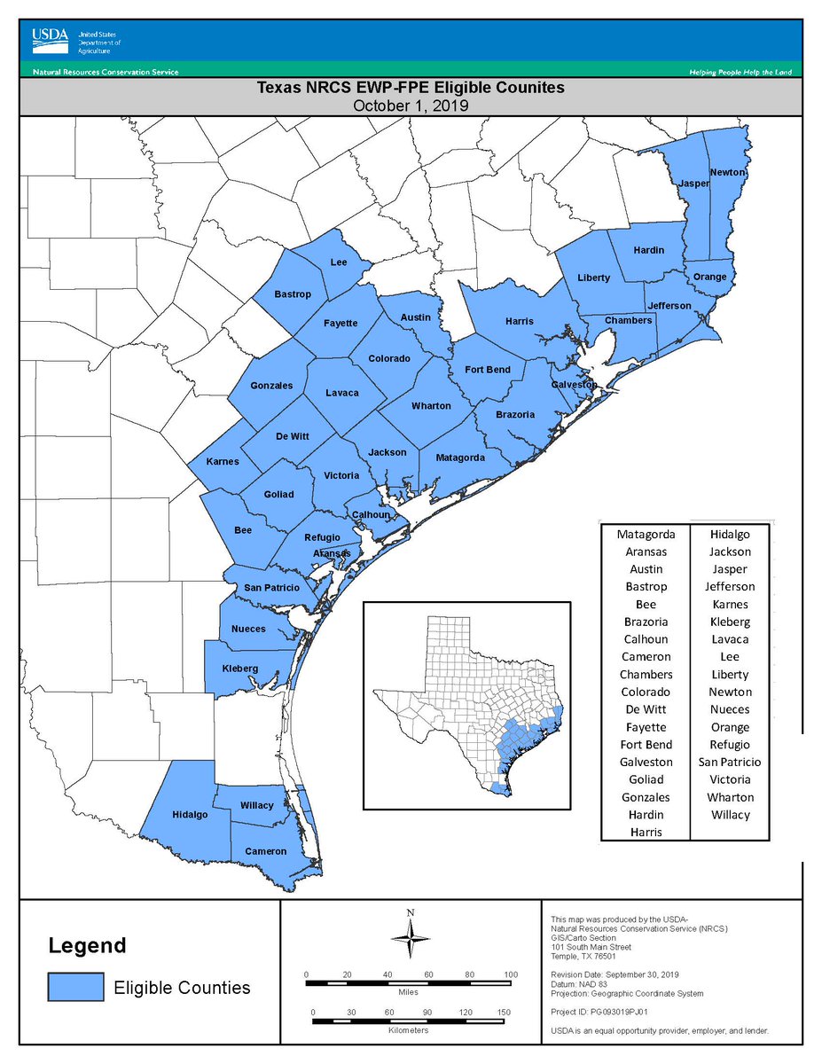 Texas USDA-Natural Resources Conservation Service (NRCS) is accepting applications until Nov.15, 2019 for floodplain easements through the Emergency Watershed Protection Program Floodplain Easement. nrcs.usda.gov/wps/portal/nrc…