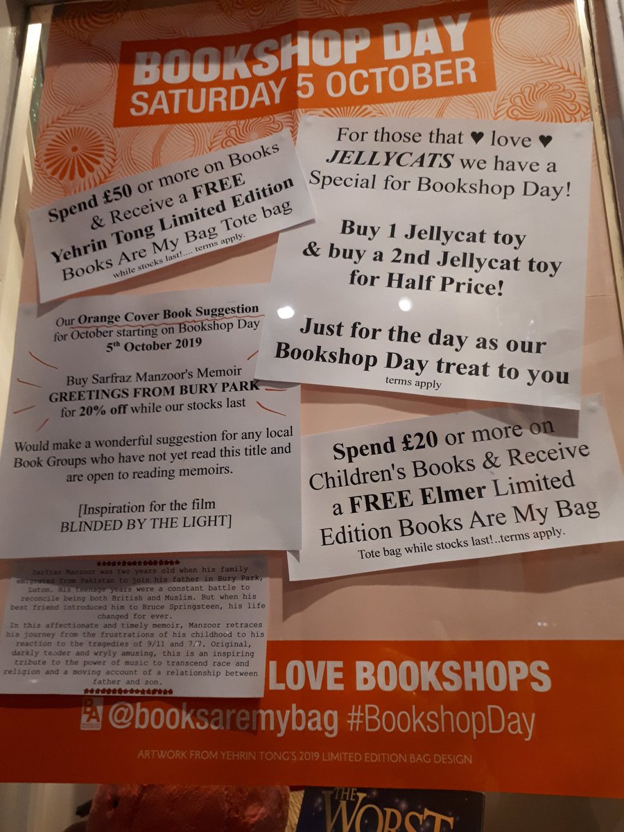 ChingfordBooks's tweet photo. Bookshop Day is this Sat 5th October 🧡📚
Share in the love of Independent Bookshops this Saturday &amp; join me in store for great offer &amp; treats
#JosBookshop #PopToTheShop #ShopSmall #BookshopDay #BooksAreMyBag #MagicOfTheBookshop #IndependentBookshop #WalthamForest #E4 https://t.co/1EfwK1uREr