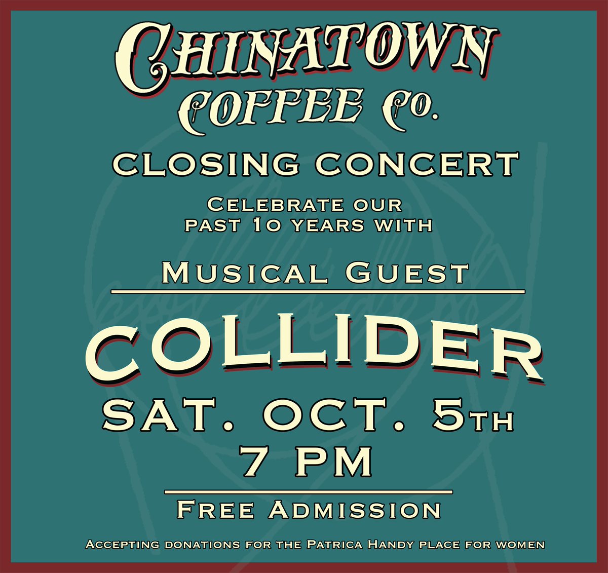 It has been a great 10 year run! Thanks to all of our baristas, customers, and partners who have made our shop legend, as the kids say. Closing Celebration Saturday Oct 5th at 7pm w/ musical guest, #Collider.

youtu.be/FAyrif0Yqj4

open.spotify.com/album/2X5mBW7b…