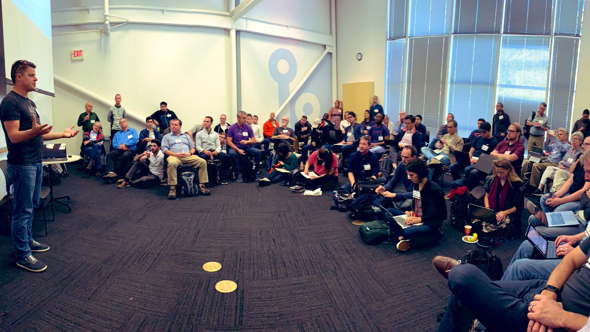 SovrinID's tweet photo. Wonderful to see @TelegramSam talking @Hyperledger #Aries to a packed room at #IIW https://t.co/knc94tNI5c