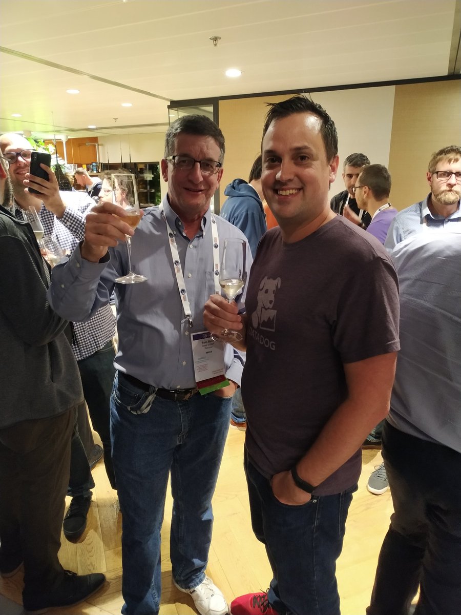 PerconaBytes's tweet photo. @morgo and Tom at dinner in @bookingcom office. #pleteam #perconalive #percona #pleteamtom https://t.co/A15WmmeBnO