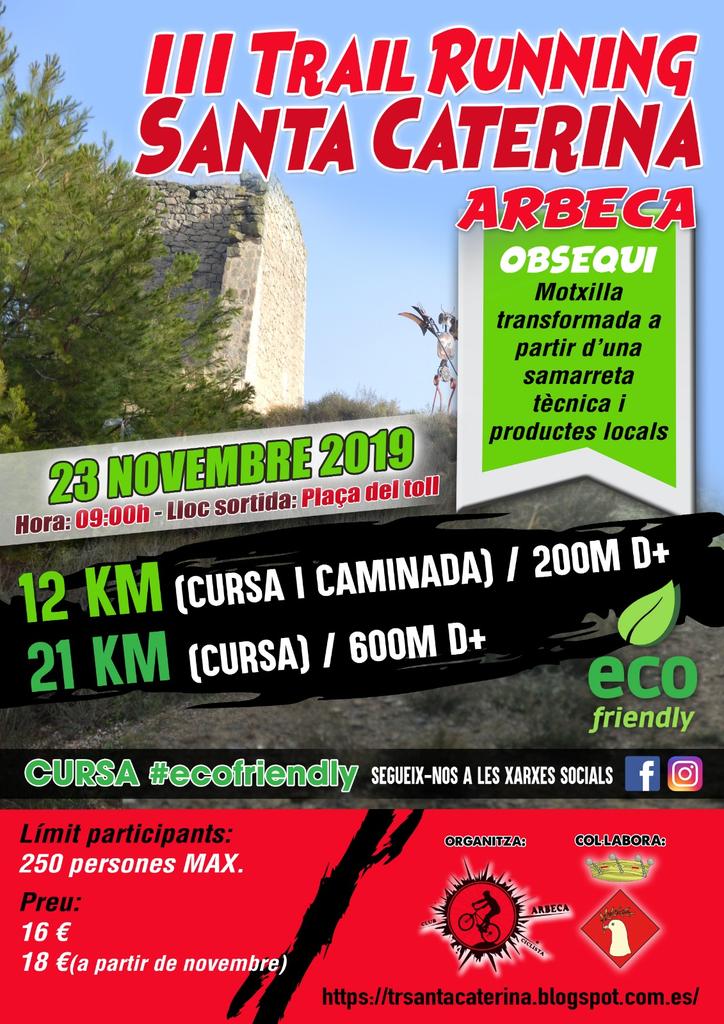 ccarbeca's tweet photo. Ni que no ho sembli, som a la tardor,  i com no podia ser d'altra, la #traildesantacaterina tornarà amb més força que mai!! Farem una cursa 100% #sostenible amb obsequis de #proximitat, no hi falteu!! Inscripcions 👇
https://t.co/MzjAmbiHFW. #ecofriendly #trailrun https://t.co/SJRajeiGWC
