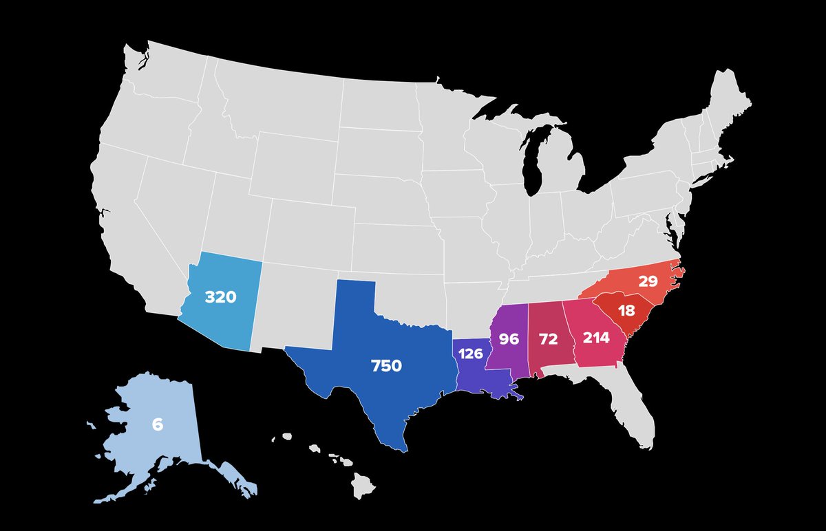 A map of the United States shows how many polling places have closed in each state since the Supreme Court gutted the Voting Rights Act in 2013.