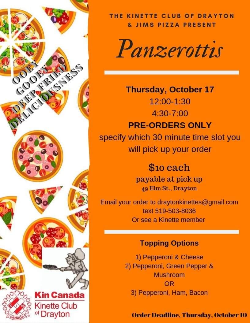 Who remembers when Jim's Pizza was here in #Drayton? 🙋‍♀️
Remember their amazing #Panzerottis?! That ooey gooey deep fried deliciousness. Yum!
Preorder today! Don't miss out.

#mymapleton #draytonontario #draytonkinettes #delicious #fundraiser #supportlocal