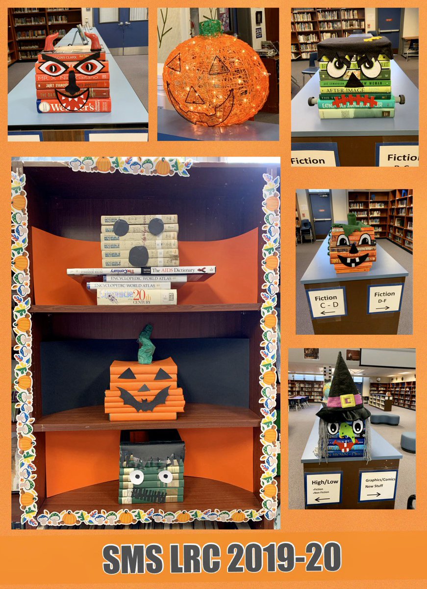 sharma4alka's tweet photo. Happy October from SMS LRC! @SSDLibraries @SMS_Spartan @SunnyvaleSD https://t.co/bEx1E0aa8t