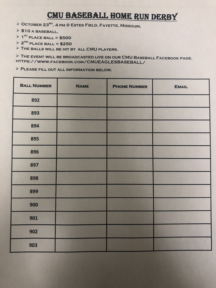 a baseball player or shoot us a direct message to enter yourself in the contest! We have the ability to accept cash, checks, Venmo, or Cash App!