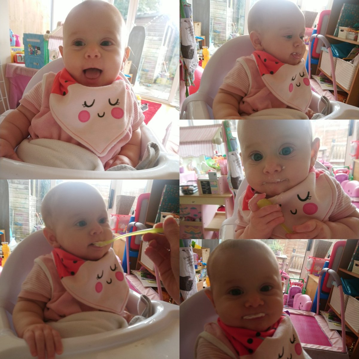 emmab0614's tweet photo. We started a whole new journey of tastes and textures with Fearne today, her 1st day of solids, well mushy, milky baby rice but she's got to start somewhere!!! ๐ถ๐ป๐ฅฃ๐
#weaning #firstsolids #foodgloriousfood @GraemeBrownlfc https://t.co/5Recjaputf