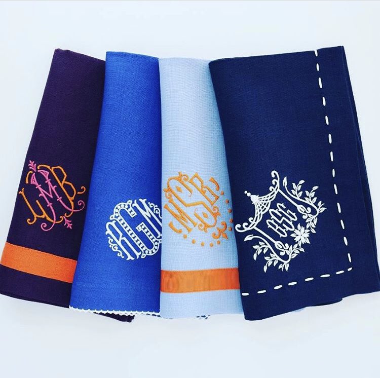 TableMatters's tweet image. A prettier monogram we never did see! These drool-worthy linens are the bespoke creations of Julian Mejia. He will be here this Wednesday &amp;amp; Thursday to help you create a custom look for your table. Choose from a bevy of colors, trims &amp;amp; monogram styles. Don’t miss it!