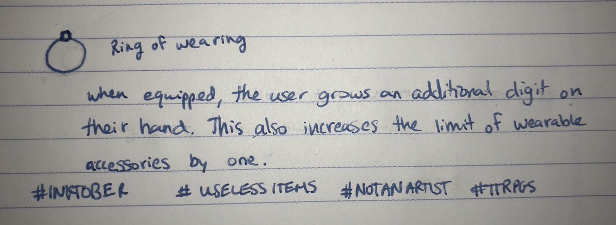 Role_Play_Chat's tweet photo. Alright, my stab at #Inktober2019. I’ll be trying to make useless magic items for your #DnD or #TTRPG game. 😂 One every day, inspired by the Inktober prompts. -Mat #notanartist #uselessitems https://t.co/P8Aozab1xJ
