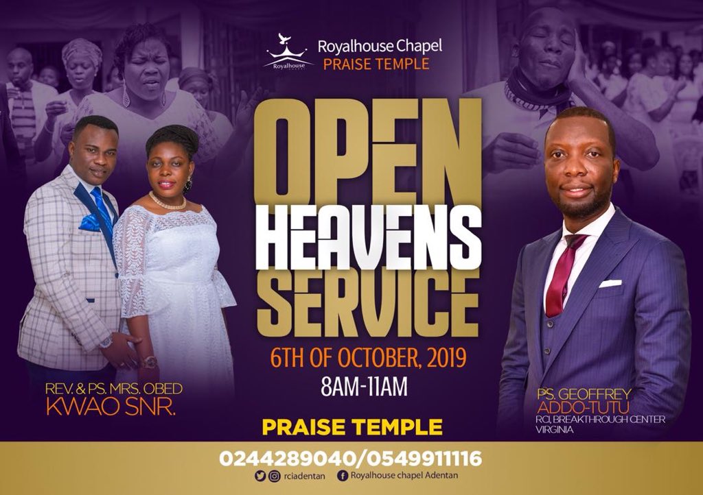 PsObed's tweet photo. This Weekend will be exciting at Praise Temple. Two GREAT ENCOUNTERS with Minstrel Henrietta Corgie on Friday Evening and Pastor Geoffrey Addo-Tutu🔥 from Virginia (RCI-Breakthrough Center) on Sunday morning.
🔥🔥💥💥🕺🏻🕺🏻💃🏻💃🏻💃🏻🎉🎉
#GreatEncounters #5Ps #rciadentan #PraiseTemple https://t.co/vd91tFNTjP