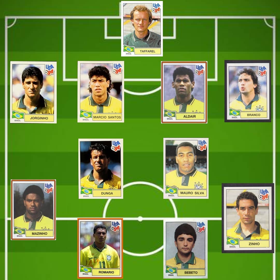 Football Memories on X: 🇧🇷 Brazil Starting XI - 1994 FIFA World Cup  Final . Cláudio Taffarel, Jorginho, Aldair, Marcio Santos, Branco, Mauro  Silva, Dunga, Mazinho, Zinho, Romário, Bebeto #footballmemories #brasil  #brazil #