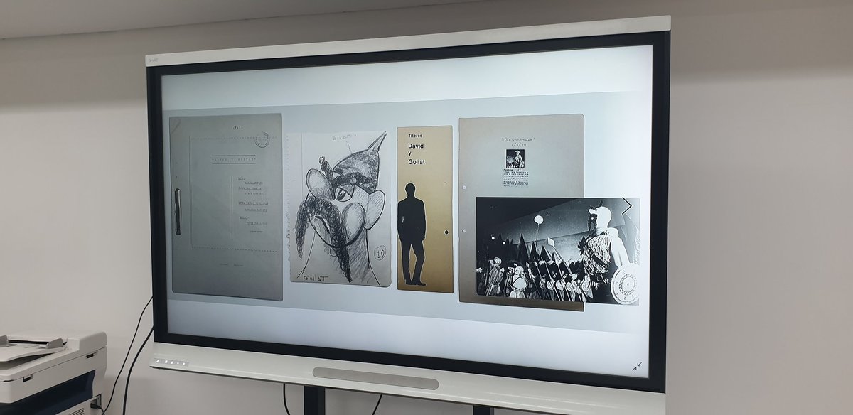 BiblioHack's tweet photo. Clínica de proyectos sobre #tecnologíaypatrimonio en @modernoba: hoy, "David y Goliat", obra de teatro de #títeres y su huella documental preservada en el Centro de Documentación del Teatro. Por Julia Bermúdez y Julián Sorter. https://t.co/8kI1mskMXH