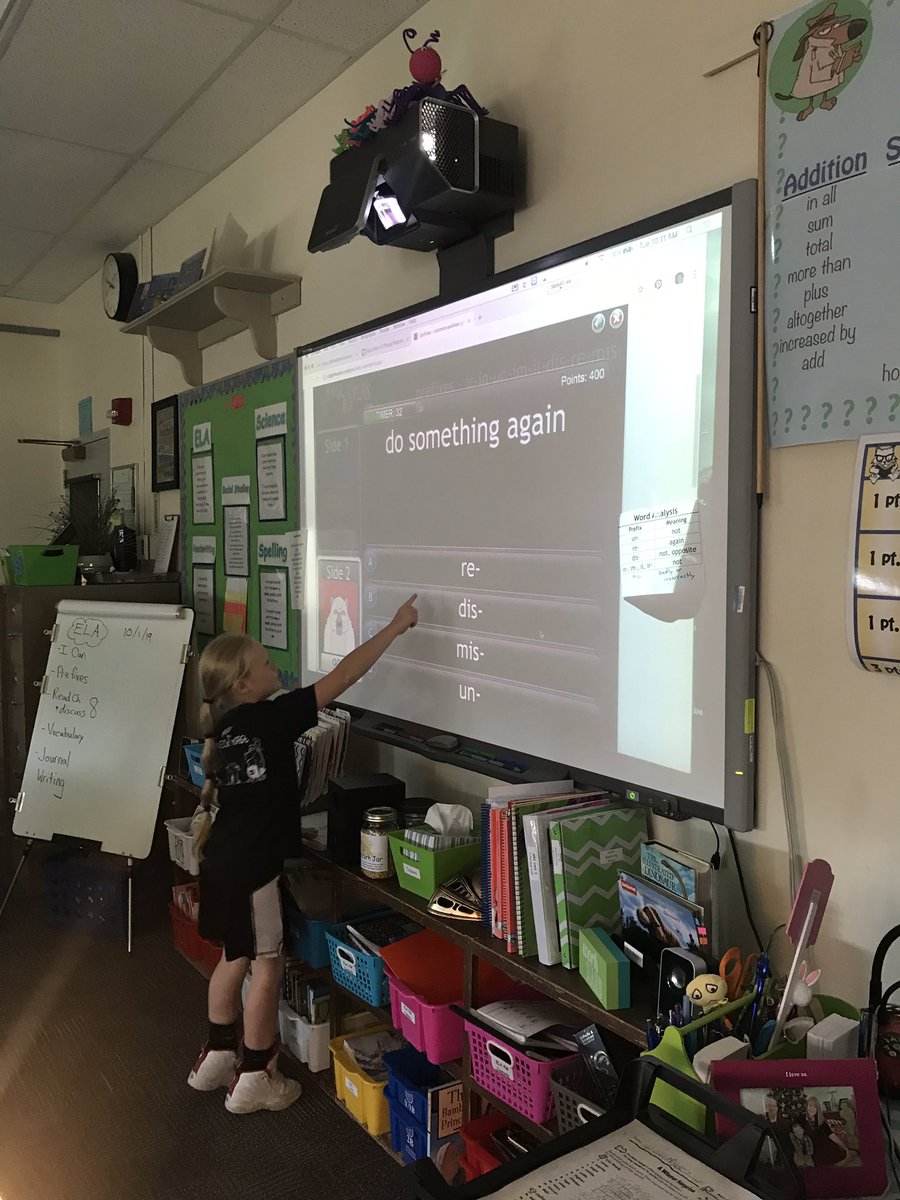 JoAnnLiffner's tweet photo. Reinforcing our knowledge of prefixes with a little “Jeopardy” game! #scsforward #thirdgraderocks  #FunInELA https://t.co/rqMoa0GBjm