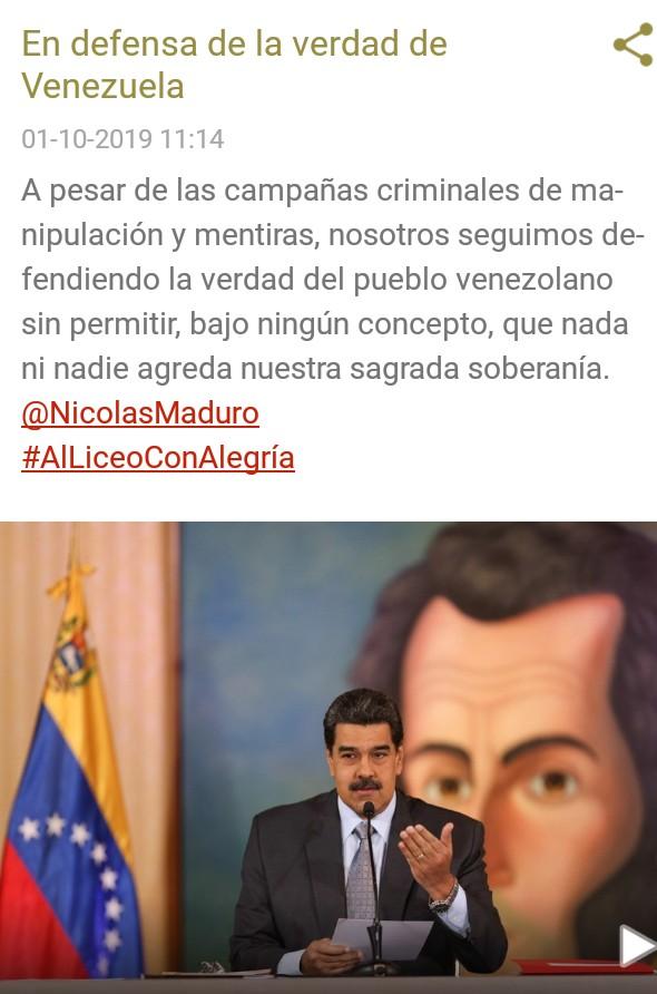 #SoberaniaYPaz  #AlLiceoConAlegria 
@NicolasMaduro