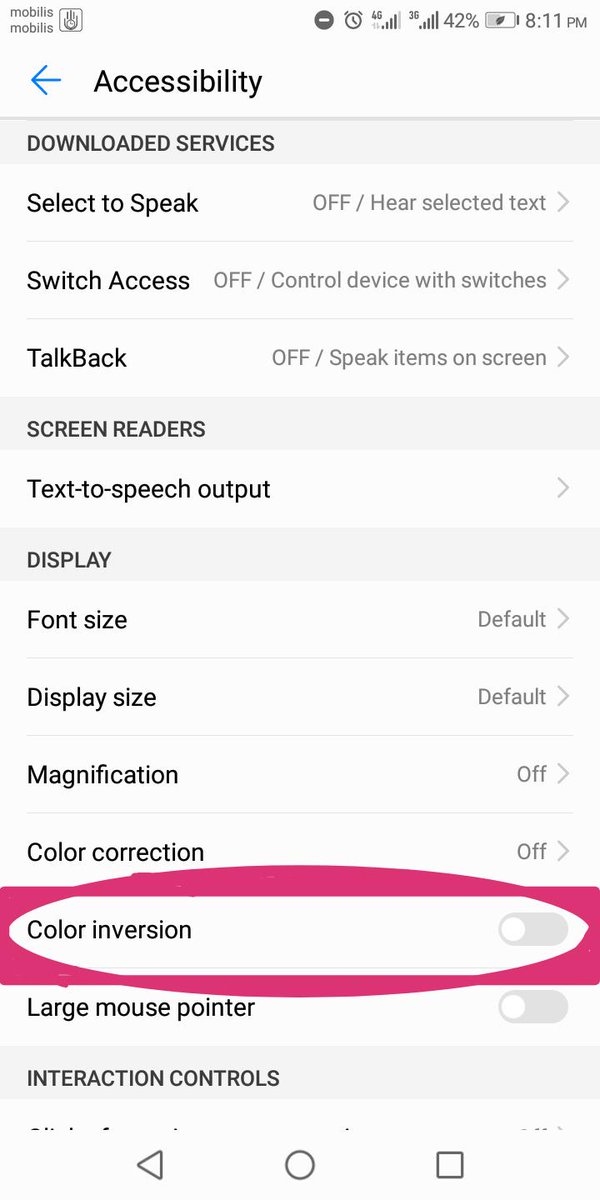 nabillakrib's tweet image. Android supports dark mode natively.  via inverting screen colors
#android #darkmode #androidFeatures