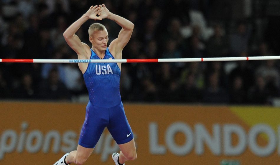 usatf's tweet photo. He does it again!!! @samkendricks defends his title as the reigning WORLD CHAMPION in men's pole vault! #TeamUSATF #WorldAthleticsChamps https://t.co/91yrww4Fzn