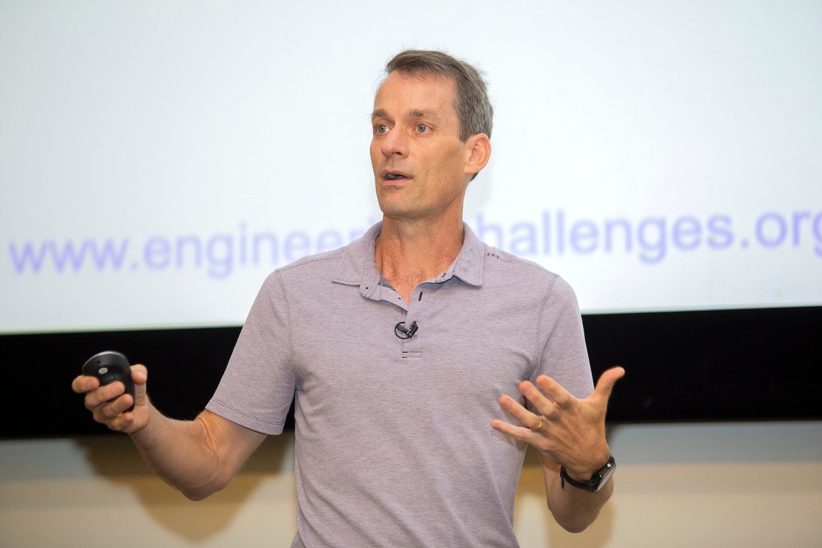 Close up of Google AI SVP Jeff Dean speaking at Georgia Tech.