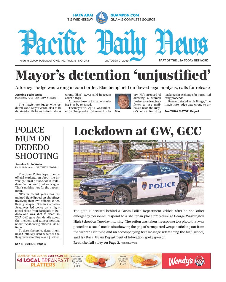 GuamPDN's tweet photo. Good morning. Here is today's #PDNfrontpage. Read these stories and more at https://t.co/BiwK4h0OPZ. https://t.co/jpFnaQGDGE