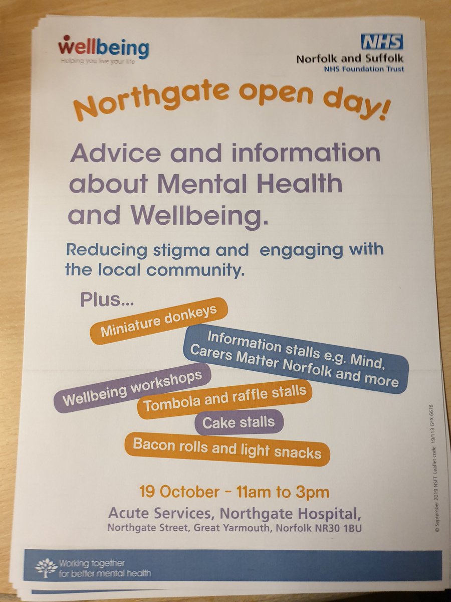 Come and join us for our Fete here at Northgate Hospital Great Yarmouth 19th October 11 to 3pm. Yes we have mini donkeys live music.