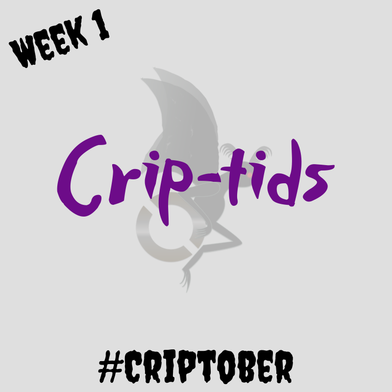 MikeeMort's tweet photo. #Criptober's first theme is "Crip-tids". This disabled play on the term cryptid, short for Cryptozoology which is the pseudoscientific study of folklore creatures like Bigfoot and Mothman. #CriptoberWeek1 https://t.co/jwF5R0tWUU