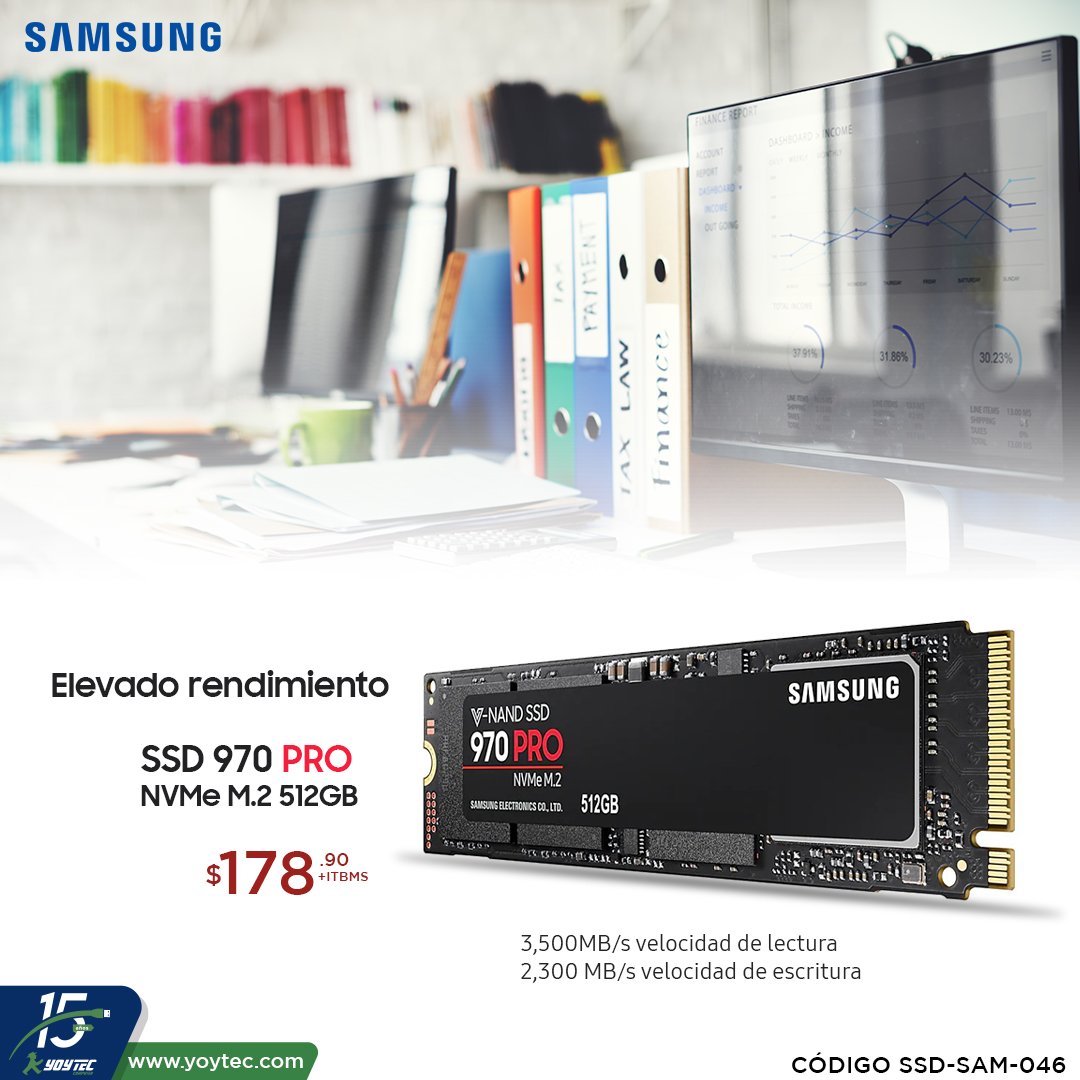 Yoytec's tweet photo. Disfruta de lo mejor. El SSD 970 PRO proporciona un rendimiento sobresaliente gracias a la interfaz NVMe de Samsung, ideal para terminales u ordenadores que tengan que hacer frente a elevadas cargas de trabajo.
#Samsung #SSD #970PRO #UnidaddeEstadoSólido #Yoytec #YoytecSF https://t.co/7R3rEFZkFl
