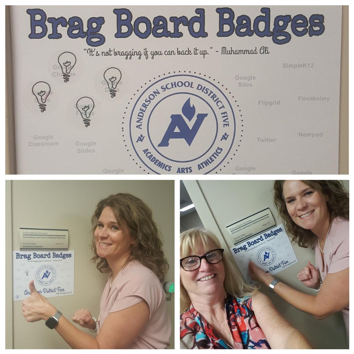 baldwi2's tweet image. Shout out to Brenda Kelley for earning @AndersonFive Brag Board Badges! #A5bragboard #vision5 #a5instruction